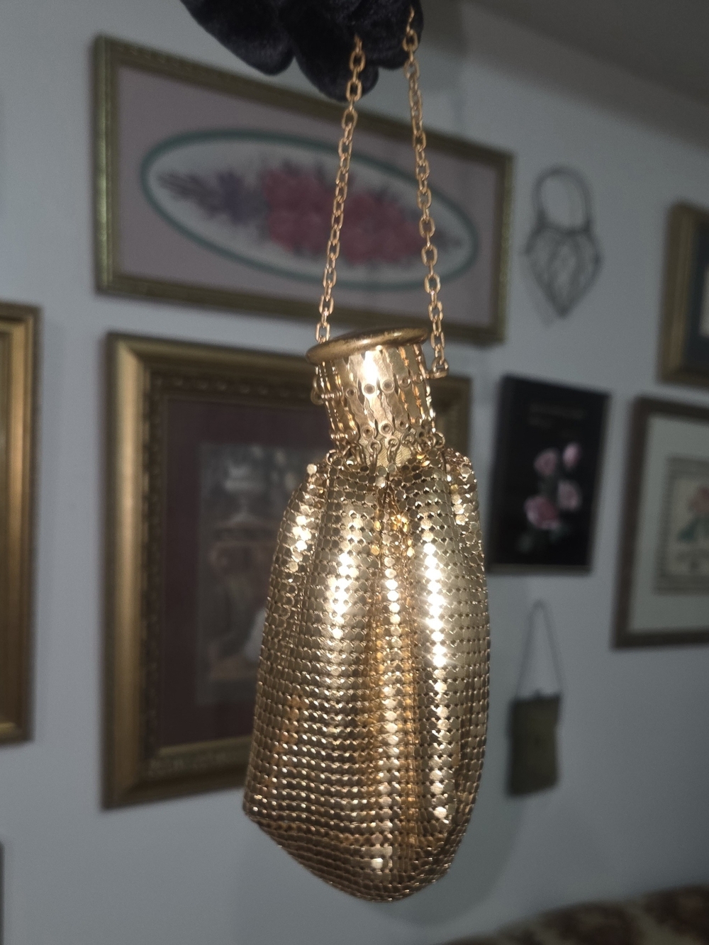 Gold Evening Mesh Wristlet Bag